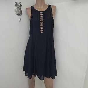 Free People Wherever You Go Navy Blue Halter Sleeveless Lined Dress Size 10 NWT
